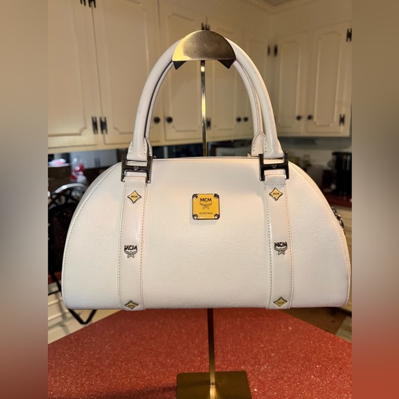 MCM White Leather Bag EUC